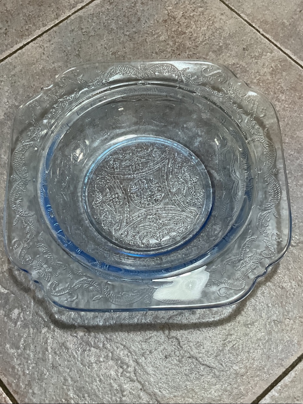 Indiana Glass Clear Blue-tinged Pressed Glass Serving Bowl